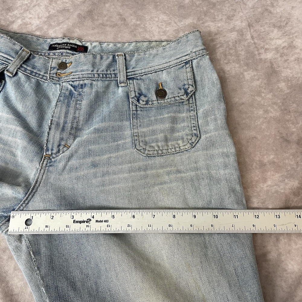 AE Flare Jeans Womens 12 Distressed Y2K Stretch‎ Festival Grunge Vintage Style - Picture 9 of 12